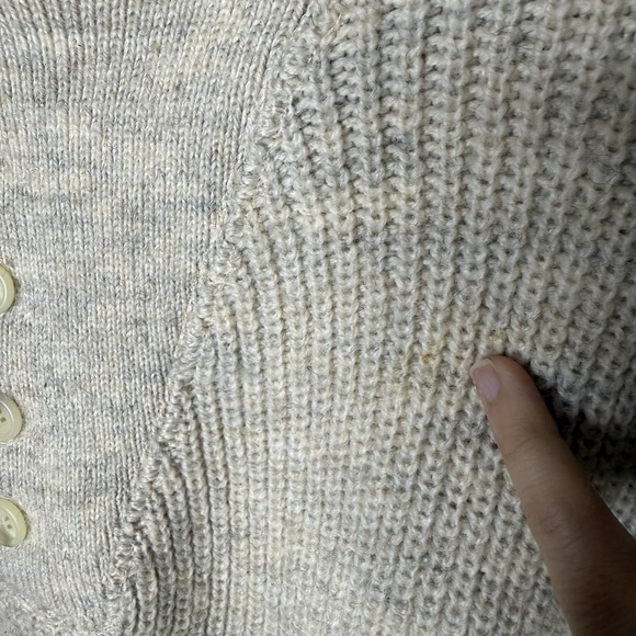 Vintage LL Bean Henley Sweater Men's XL‎ Tall Cream Fisherman Wool Blend USA - Picture 5 of 13